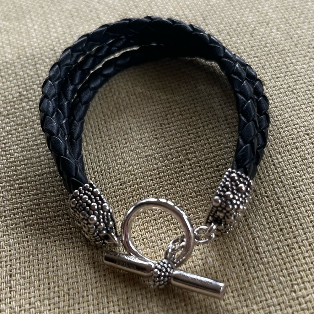 Michael Dawkins Starry Night Sterling Silver and leather bracelet